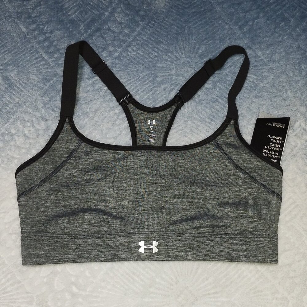 Women's Under Armour Mid-Impact Bra Gray/Dark Gray Size S/CH. Retail $34.99.
